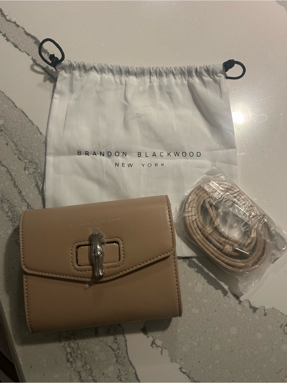NWOT Brandon Blackwood Nude Beige Leather Crossbody Bag With Dust Bag
Not Used